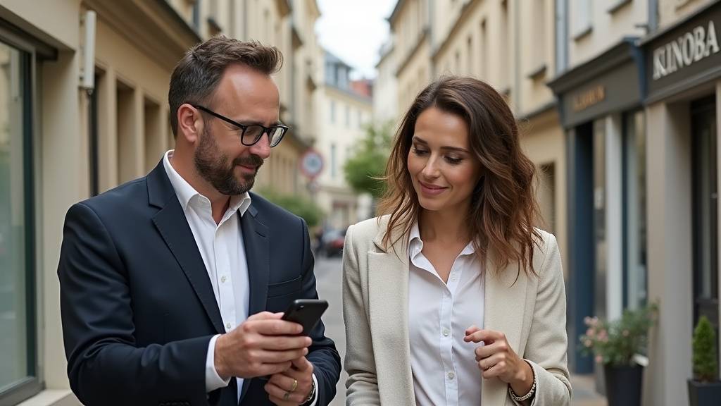 Conseiller immobilier en train d'estimer un bien avec un client